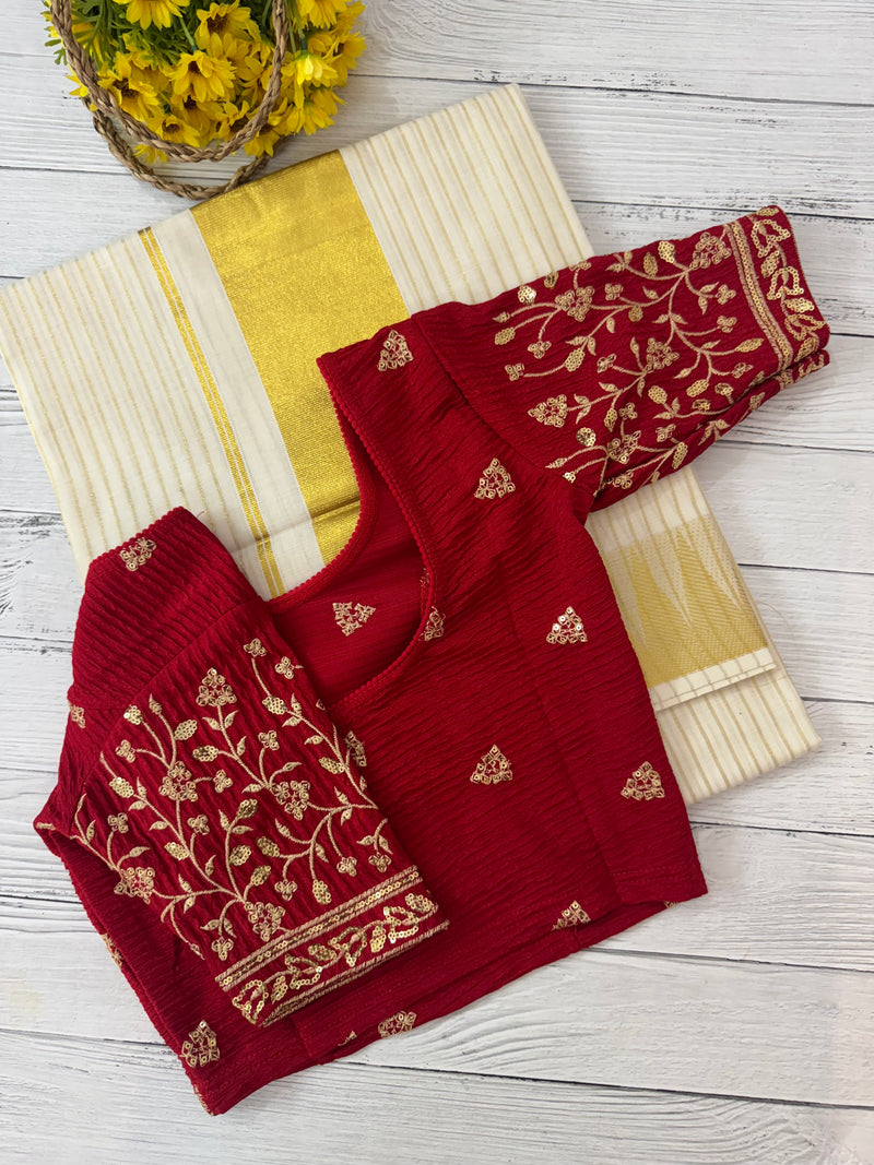 Stretchable Readymade blouse with sequence work- MSBL