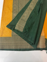 Banarasi semi katan saree with contrast border MS6665- Mustard to Green