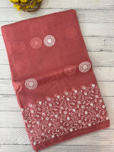 Kota checks saree with embroidery SVTS31 Peach