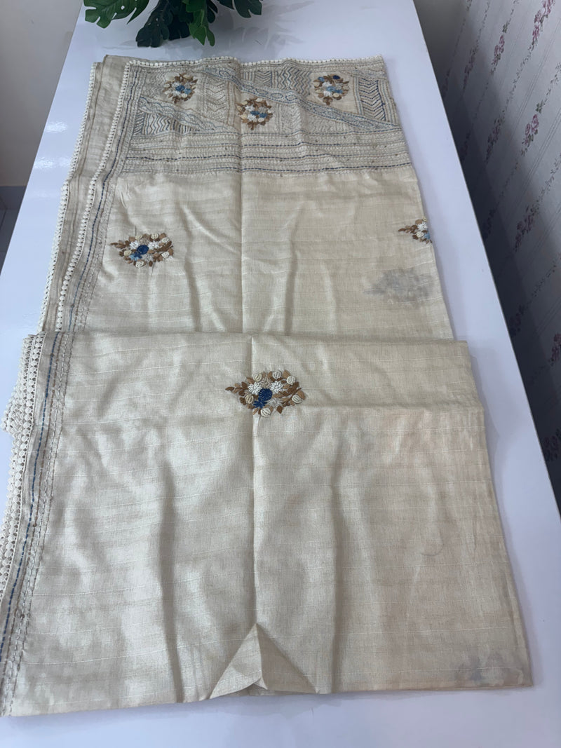 Handworked Blended tussar silk saree MS90543