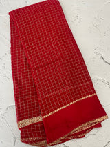 Crepe chiffon georgette saree with checks MS40097 RED