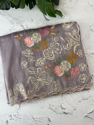 Designer organza-tissue silk blend saree with embroidery MSHW431