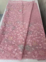 Soft crushed Chiffon saree with Applique work MSC477 PastelPink