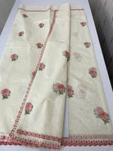 Mul chanderi embriodery saree with scalloped borders MSH290