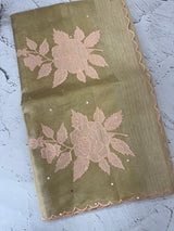 Copper Tissue silk saree with applique work MSH252