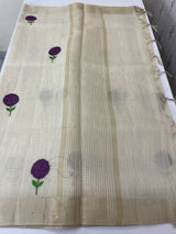 Tissue linen saree with embroidery MSL845