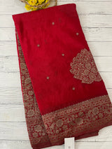Semi banarasi Crepe Chiffon saree - MS1499 RED