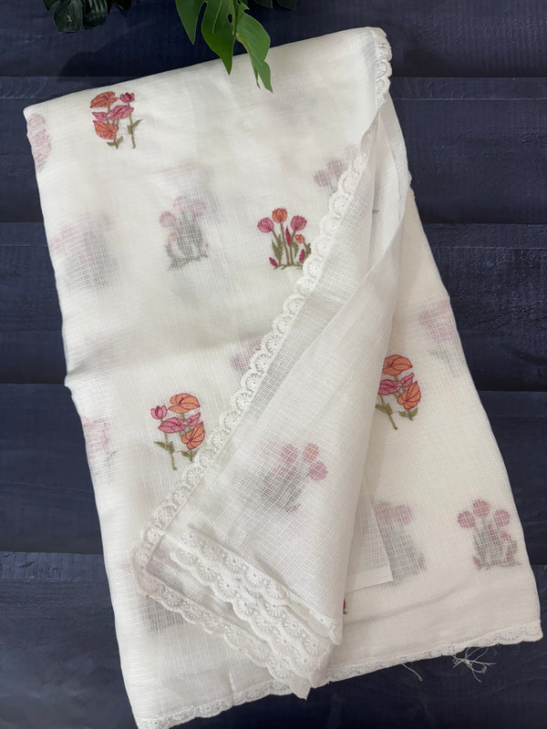 Soft kota checks saree with embroidery - SVWISS