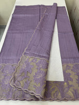 Blended tussar saree with organza applique applique borders MTSS452 Lavender
