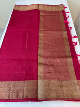 Jute silk saree with antique zari weaving MJL399- PinkRed