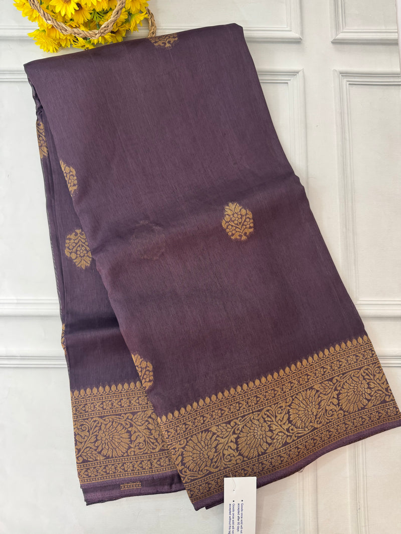 Banarasi Tussar viscose Georgette Saree  - MS5677 Faded Jamun