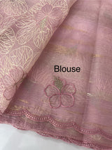 Premium Crush Organza saree with thread work- MCW863 PastelPink