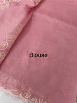 Tissue mix soft Organza saree with applique work MSCK38 Pink