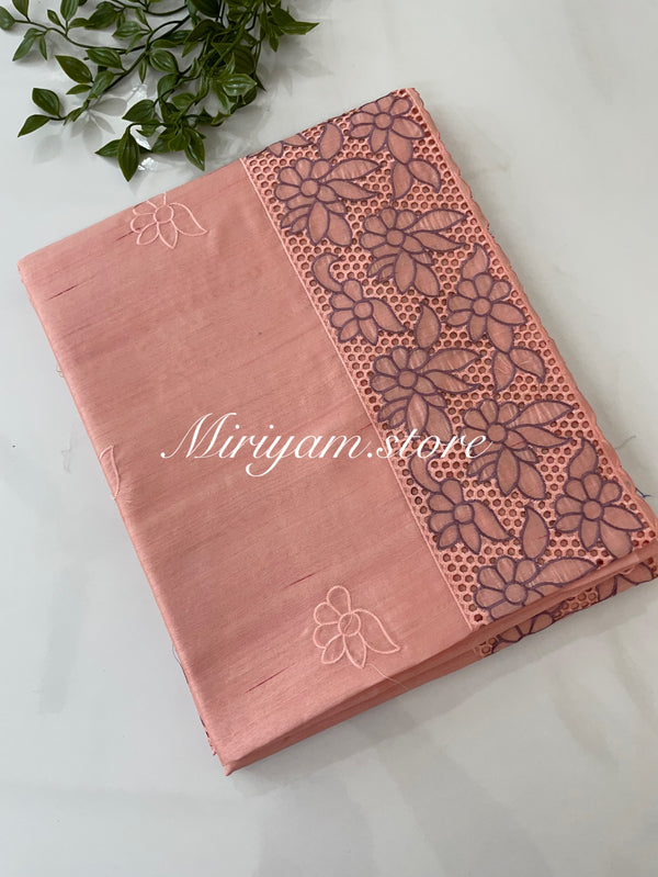 Cutwoek semi tussar saree MSTS363