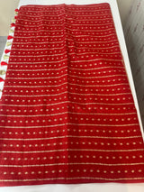 Mul chanderi saree with zari buttas-  MSH305 Red