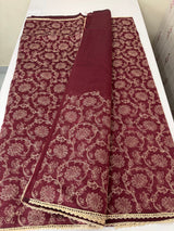 Blended tussar silk saree with embroidery- MSH158 Maroon