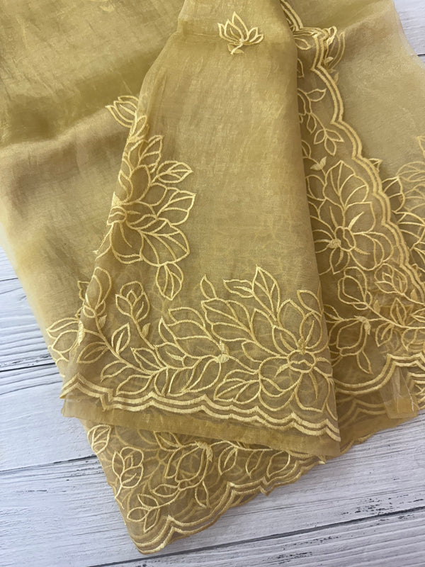 Tissue Organza saree MS14051- DuskyYellow