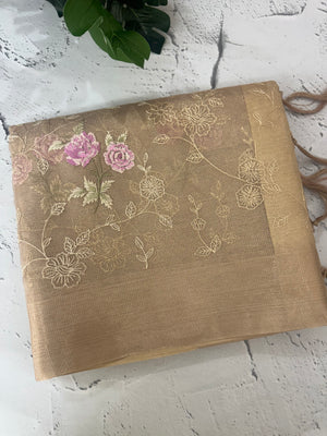 Tissue silk saree with embroidery MSH236