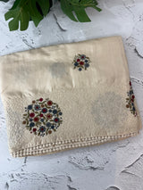 Blended soft tussar silk saree MS90543- Cream