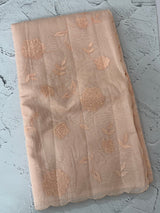 Mul chanderi- linen applique work saree  MSH174 PastelPeach