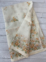 Organza saree with prints & hand embriodery work MS15333