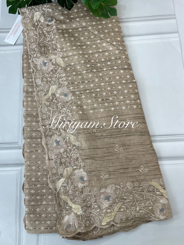 Blended tussar Saree with Embroidery SNFNICY2