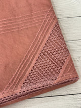 Supernet saree with crochet work and lace border MCJ5433 -Peach(Design - Diagonal Crochet)
