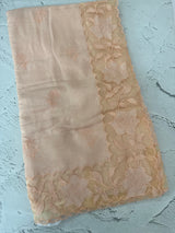 Soft Pashmina saree with organza Applique borders MSH251- PastelPeach