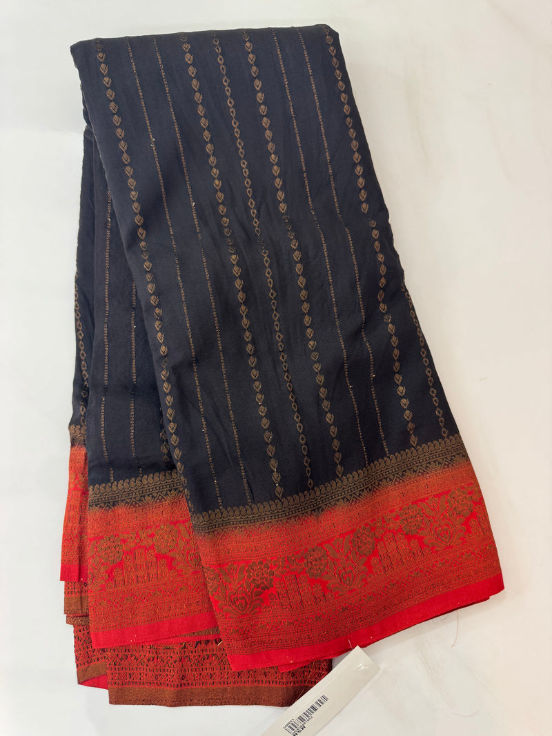 Chinnon Georgette saree with contrast pallu and blouse MS12166