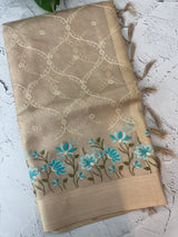Tissue silk saree with embroidery MSH235