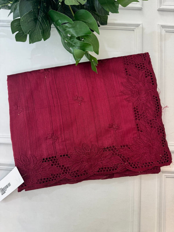 Blended tussar saree with cutwork SSPNMNR Maroon