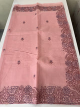 Cutwork Moonga checks saree MSH202 - Pink(2)