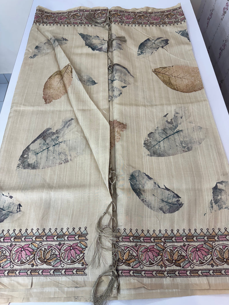 Blended Tussar embroidery and digital printed saree MSTS545