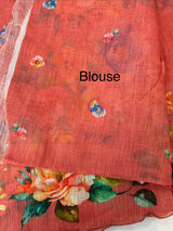 Digital printed semi Linen Saree MLS711- Peach
