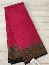Semi silk saree with checks zari weaving MS81543- RaniPink to NavyBlue