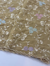Pure Georgette saree with embriodery and applique work MS15567 DarkBeige