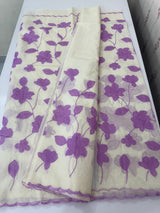 Mul chanderi applique work saree MSH170