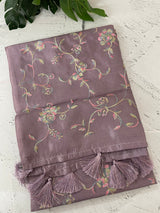 Tussar finish soft silk saree with thread embroidery MTS568 DustyLavender