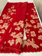 Semi organza saree with tissue applqiue work - MSH931