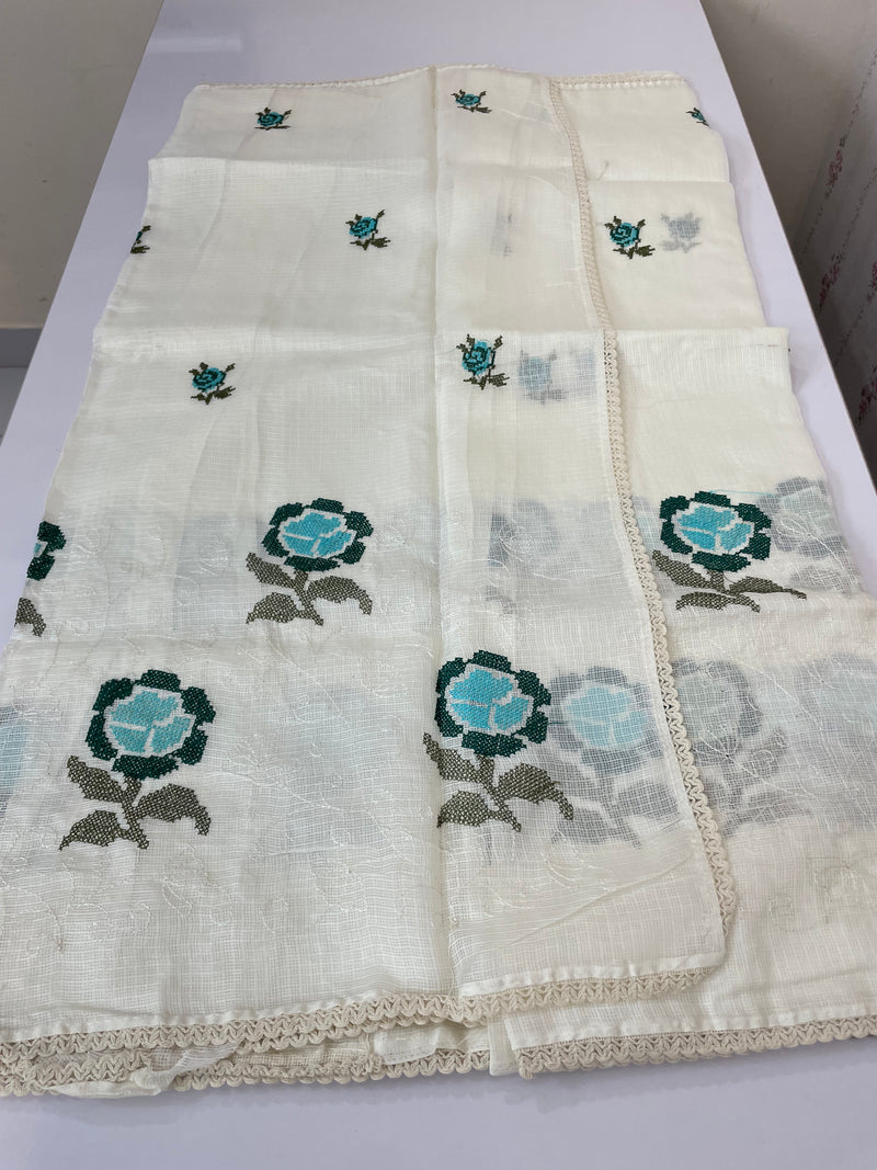 Soft kota checks saree with embroidery - STWICM