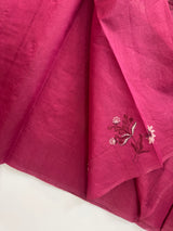 Crushed Blended tussar silk saree with embroidery- MSB7654 Cranberry