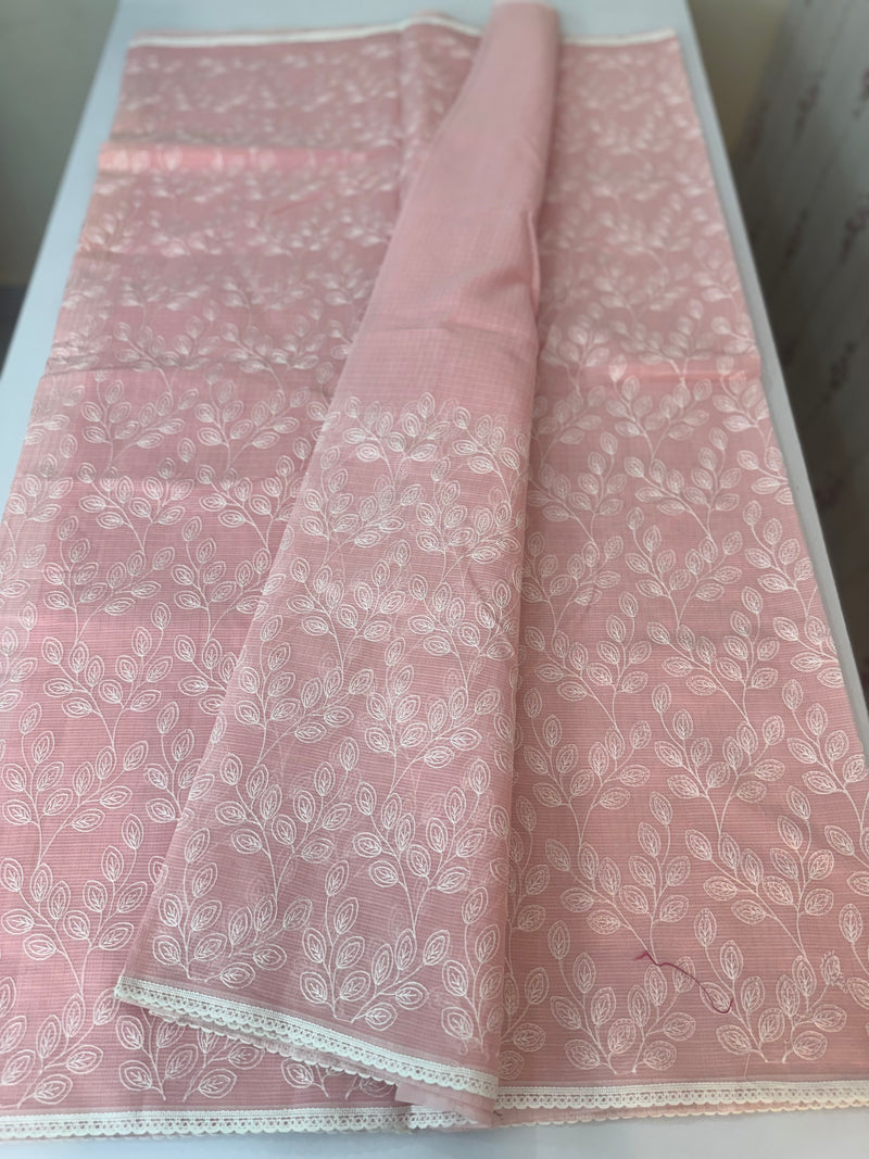 Kota cotton silk embriodery saree MS1455- Pastel PeachPink