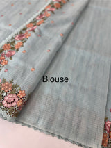 Embriodery Kota Silk Cutwork saree SBLCYTM- PastelBlue