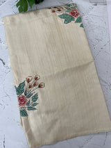 Blended soft tussar saree with prints,knot and kanta embriodery - MS8669 Cream