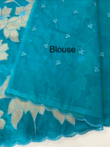 Semi organza saree with tissue applqiue work - MSH931