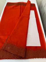Semi Organza saree with embroidery borders - MSH296 Orange