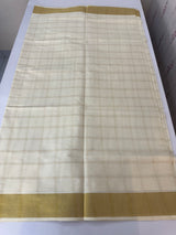Kerala golden cotton saree - big checks
