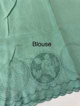 Tussar chanderi cutwork saree MSTC121 GreenBlue