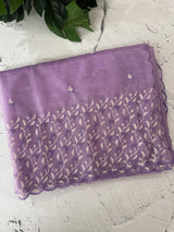 Glassy tissue organza saree with embroidery FKSF133- Lavender