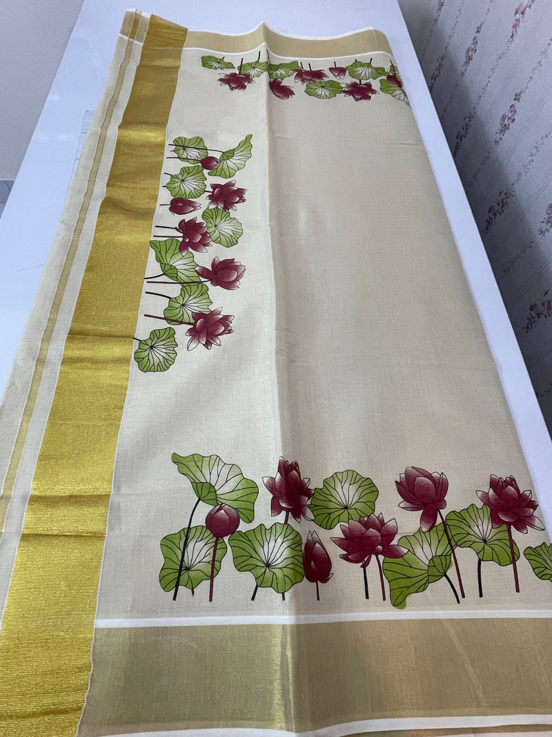 Kerala printed tissue saree